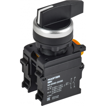 Переключатель длинная ручка на 3 положения IEK MASTER MI-SW60-20XB3-4-25-3-K02 2NO чёрный