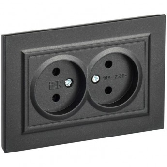 Розетка IEK BRITE РС12-2-БрЧ 10А без заземляющего контакта и шторок, черная BR-R20-10-K02-F Розетка IEK BRITE РС12-2-БрЧ 10А без заземляющего контакта и шторок, черная BR-R20-10-K02-F