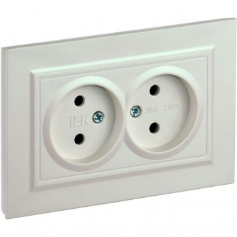 Розетка IEK BRITE РС12-2-БрЖ 10А без заземляющего контакта и шторок, жемчужная BR-R20-10-K36-F Розетка IEK BRITE РС12-2-БрЖ 10А без заземляющего контакта и шторок, жемчужная BR-R20-10-K36-F