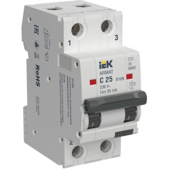 Выключатель автоматический дифференциального тока IEK ARMAT AR-B10N-2-C025C030 B10N 2P C25 30мА тип AC