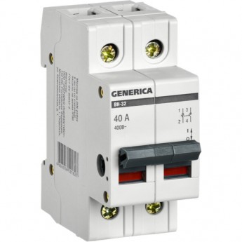 Выключатель нагрузки (мини-рубильник) IEK ВН-32 2Р 40А GENERICA - MNV15-2-040 Выключатель нагрузки (мини-рубильник) IEK ВН-32 2Р 40А GENERICA - MNV15-2-040